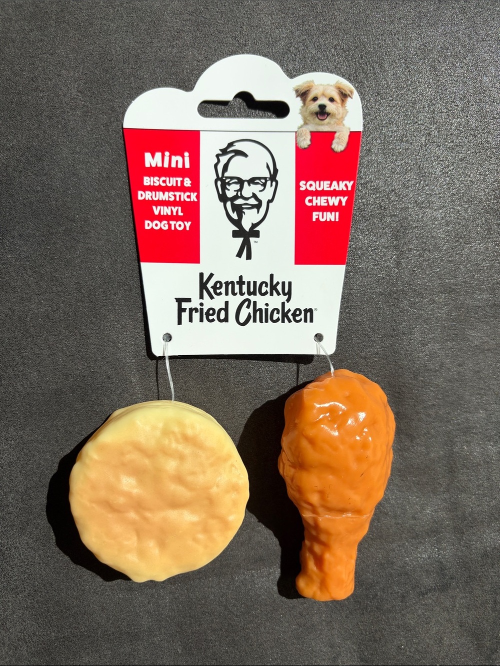 Mini Biscuit & Drumstick Vinyl Dog Toy - Beige & Orange